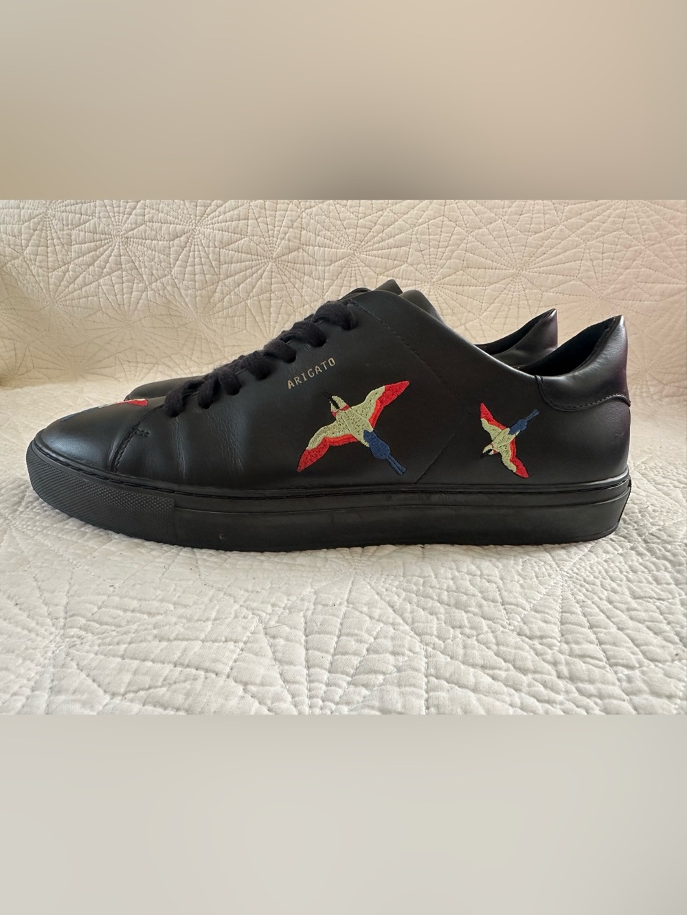 Axel Arigato Black Leather Sneakers with Multicolor Bird Embroidery - Picture 4 of 13